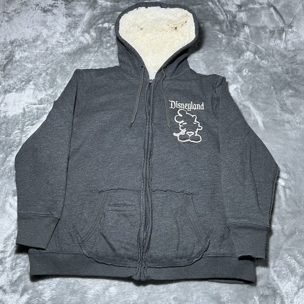 Disney Hoodie Women Size 1X Disneyland 55th Anniversary Sherpa Sweater Grey